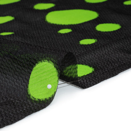 Lightweight Textured Burnout Brocade - Lime Green and Black Polka Dots