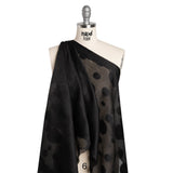 Lightweight Textured Burnout Brocade - Black on Black Polka Dots