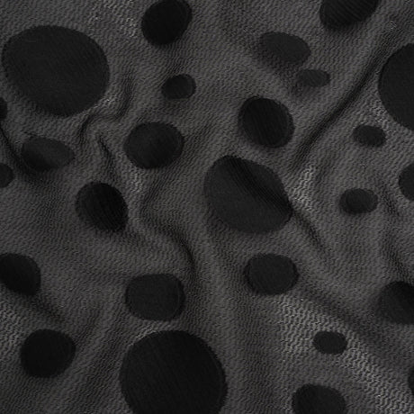 Lightweight Textured Burnout Brocade - Black on Black Polka Dots
