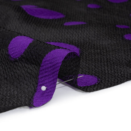 Lightweight Textured Burnout Brocade - Purple and Black Polka Dots