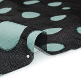 Lightweight Textured Burnout Brocade - Baby Blue and Black Polka Dots