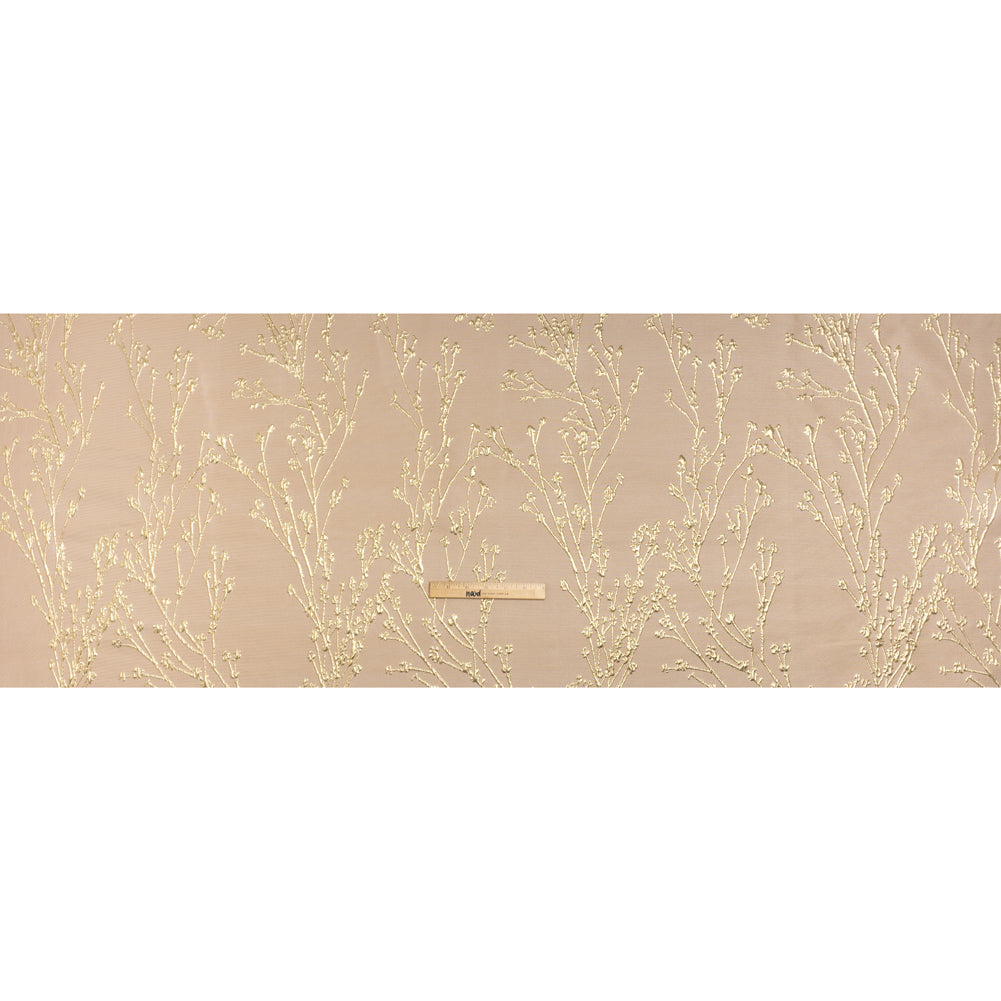 Metallic Brocade - Beige and Gold Flowering Branches