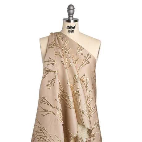 Metallic Brocade - Beige and Gold Flowering Branches