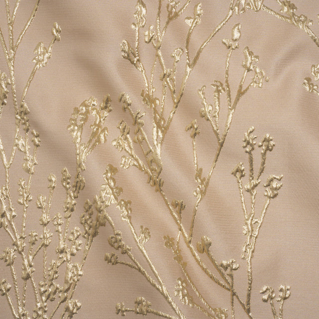 Metallic Brocade - Beige and Gold Flowering Branches