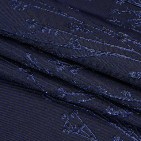 Metallic Brocade - Navy on Navy Flowering Branches