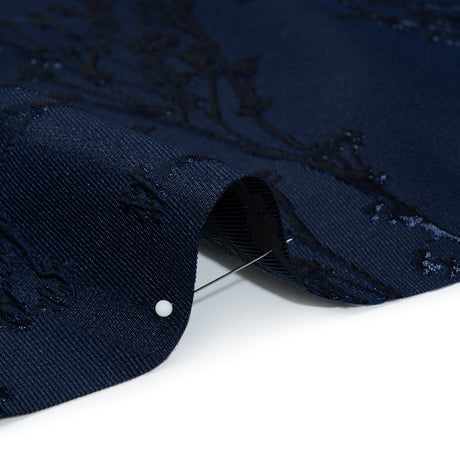 Metallic Brocade - Navy on Navy Flowering Branches