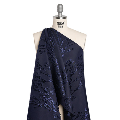 Metallic Brocade - Navy on Navy Flowering Branches