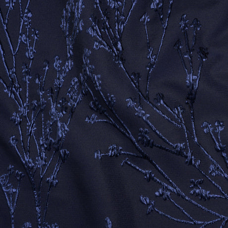 Metallic Brocade - Navy on Navy Flowering Branches