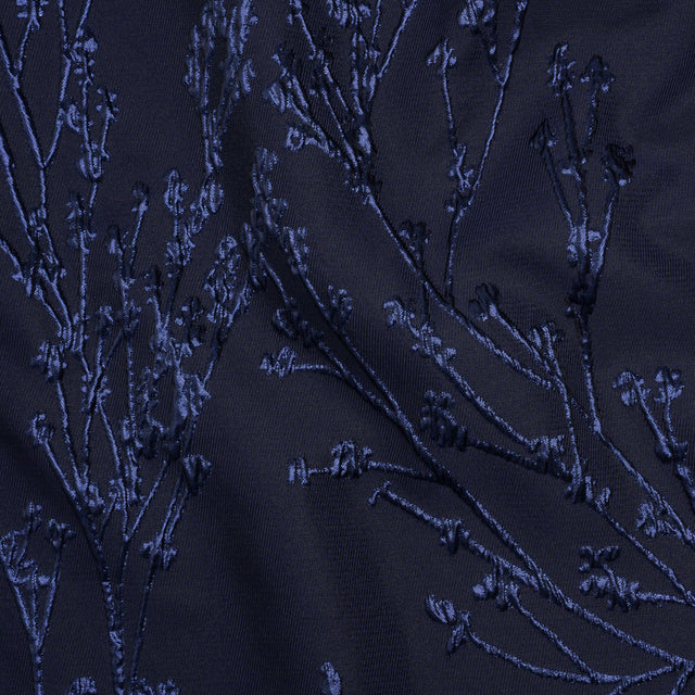 Metallic Brocade - Navy on Navy Flowering Branches
