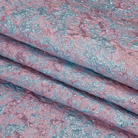 Metallic Brocade - Baby Pink and Sky Blue Abstract Sponge Texture
