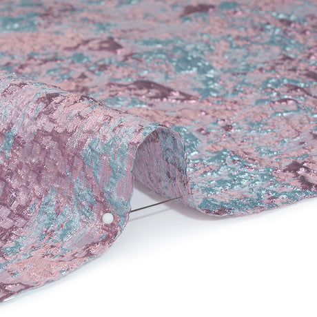 Metallic Brocade - Baby Pink and Sky Blue Abstract Sponge Texture