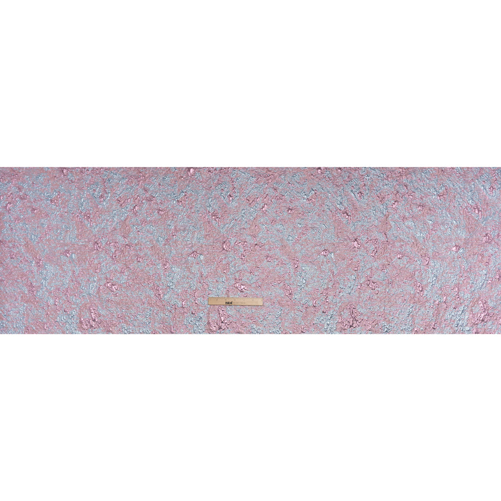 Metallic Brocade - Baby Pink and Sky Blue Abstract Sponge Texture