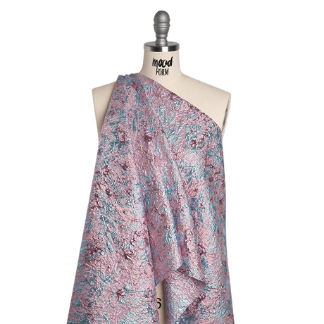 Metallic Brocade - Baby Pink and Sky Blue Abstract Sponge Texture