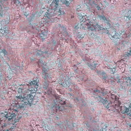 Metallic Brocade - Baby Pink and Sky Blue Abstract Sponge Texture