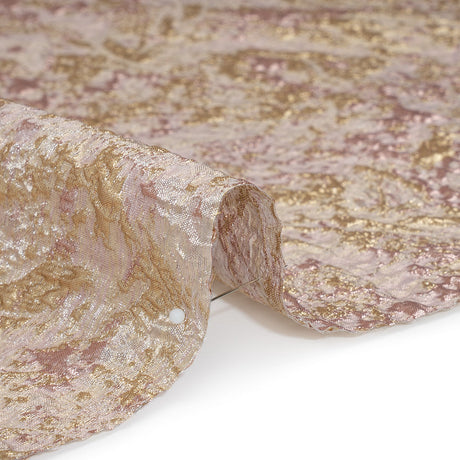Metallic Brocade - Pale Pink and Gold Abstract Sponge Texture