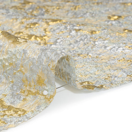 Metallic Brocade - Silver and Gold Abstract Sponge Texture