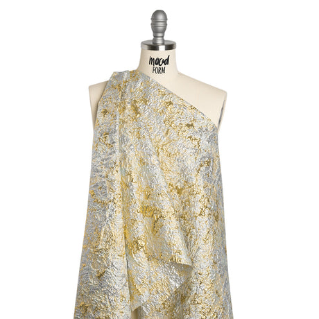 Metallic Brocade - Silver and Gold Abstract Sponge Texture