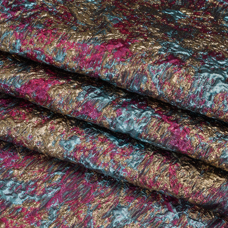 Metallic Brocade - Hot Pink, Sky Blue and Gold Abstract Sponge Texture