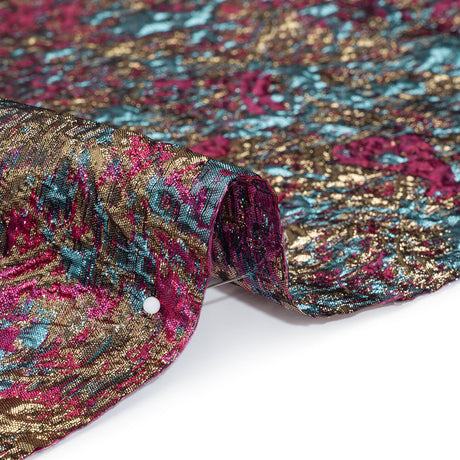 Metallic Brocade - Hot Pink, Sky Blue and Gold Abstract Sponge Texture