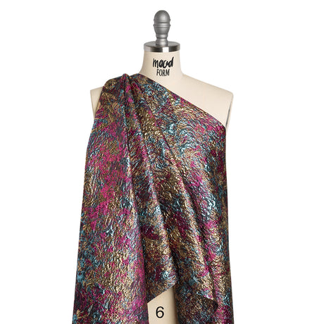 Metallic Brocade - Hot Pink, Sky Blue and Gold Abstract Sponge Texture