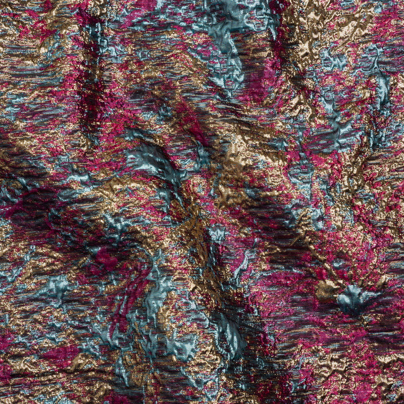Metallic Brocade - Hot Pink, Sky Blue and Gold Abstract Sponge Texture