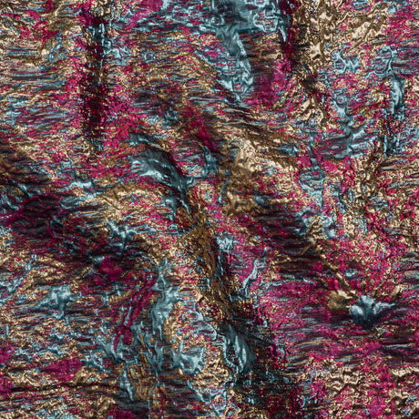 Metallic Brocade - Hot Pink, Sky Blue and Gold Abstract Sponge Texture