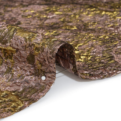 Metallic Brocade - Orchid Pink and Bright Gold Abstract Sponge Texture