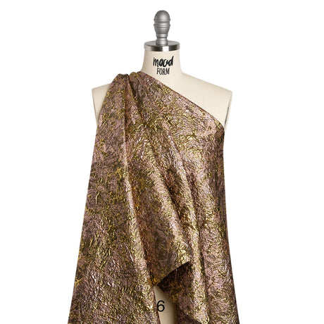 Metallic Brocade - Orchid Pink and Bright Gold Abstract Sponge Texture
