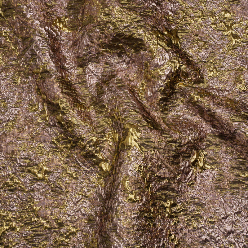 Metallic Brocade - Orchid Pink and Bright Gold Abstract Sponge Texture