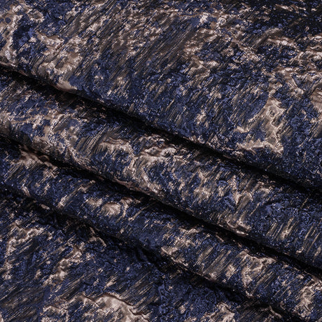 Metallic Brocade - Navy and Rose Gold Abstract Sponge Texture