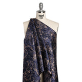 Metallic Brocade - Navy and Rose Gold Abstract Sponge Texture