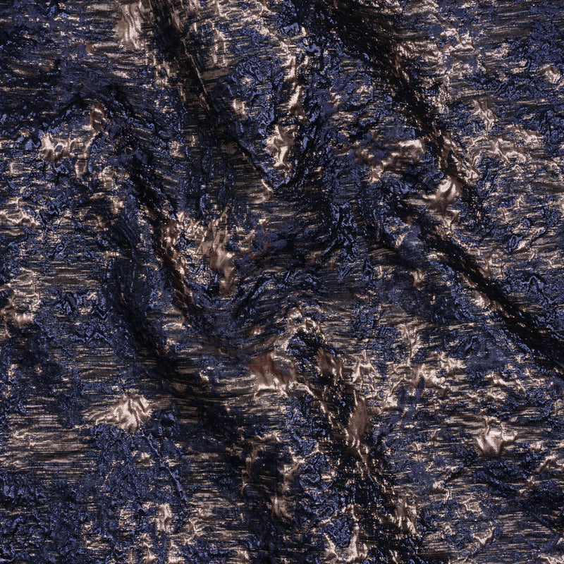 Metallic Brocade - Navy and Rose Gold Abstract Sponge Texture
