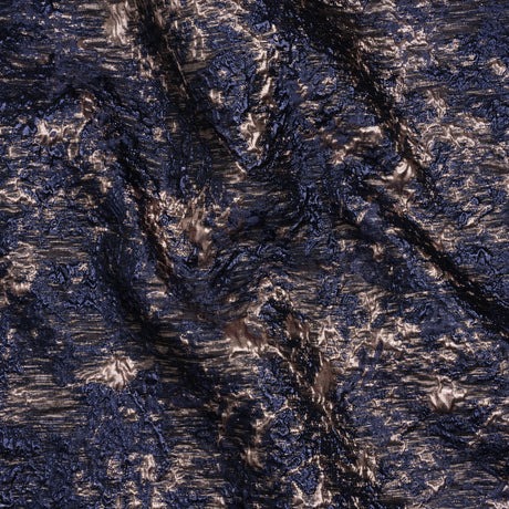 Metallic Brocade - Navy and Rose Gold Abstract Sponge Texture