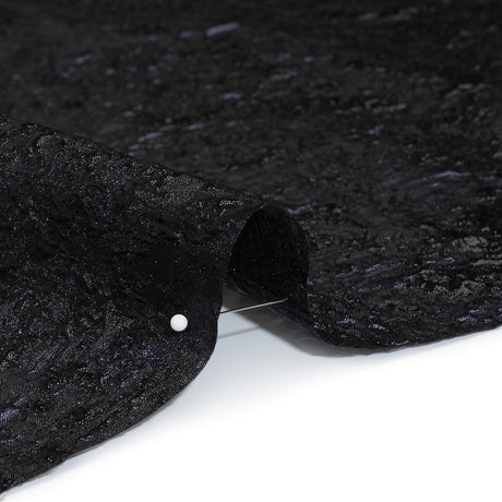 Metallic Brocade - Black and Navy Abstract Sponge Texture