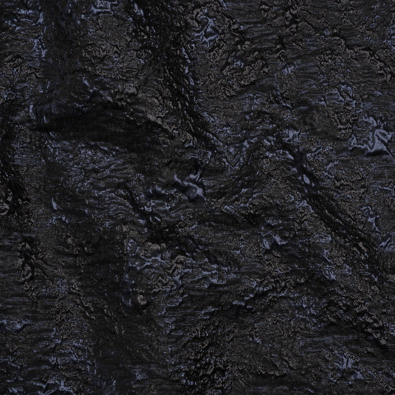 Metallic Brocade - Black and Navy Abstract Sponge Texture