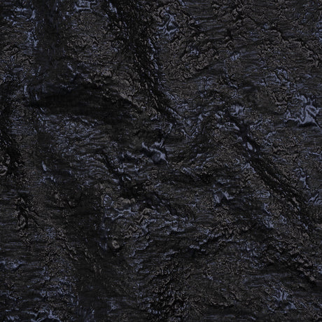 Metallic Brocade - Black and Navy Abstract Sponge Texture