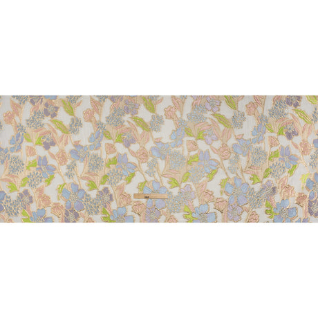 Metallic Burnout Brocade - Baby Pink, Sky Blue and Gold Festive Florals