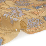 Metallic Burnout Brocade - Gold, Lilac and Country Blue Festive Florals
