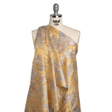 Metallic Burnout Brocade - Gold, Lilac and Country Blue Festive Florals