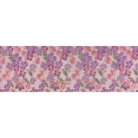 Metallic Burnout Brocade - Purple, Pink and Rose Gold Festive Florals