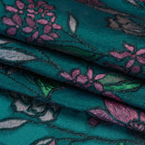 Metallic Burnout Brocade - Dark Teal, Pink and Black Festive Florals
