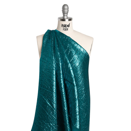 Metallic Brocade - Turquoise Subtle Wrinkles - Kylie Collection