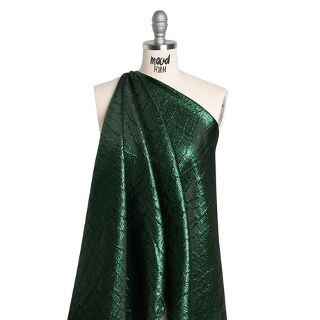 Metallic Brocade - Forest Green Subtle Wrinkles - Kylie Collection