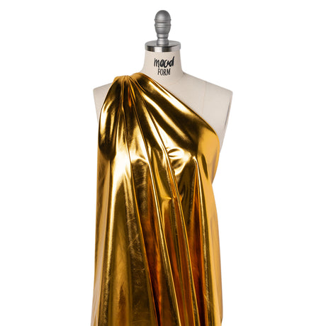 Foiled Faux Leather Stretch Knit - Gold with Yellow Backing - Alison Collection