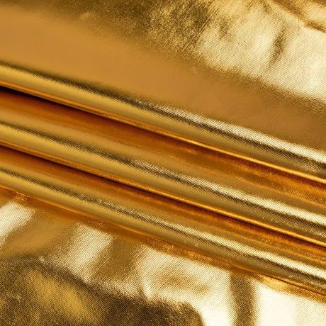 Foiled Faux Leather Stretch Knit - Gold with Yellow Backing - Alison Collection