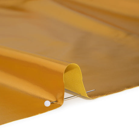 Foiled Faux Leather Stretch Knit - Gold with Yellow Backing - Alison Collection