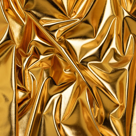 Foiled Faux Leather Stretch Knit - Gold with Yellow Backing - Alison Collection