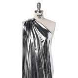 Foiled Faux Leather Stretch Knit - Silver with White Backing - Alison Collection