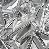 Foiled Faux Leather Stretch Knit - Silver with White Backing - Alison Collection