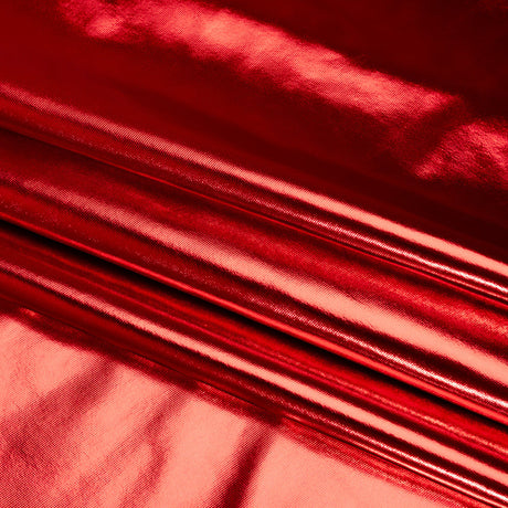 Foiled Faux Leather Stretch Knit - Red - Alison Collection